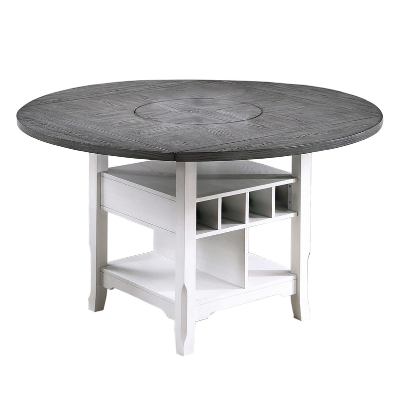 Contemporary Counter Height Dining Set With Built In Lazy Susan