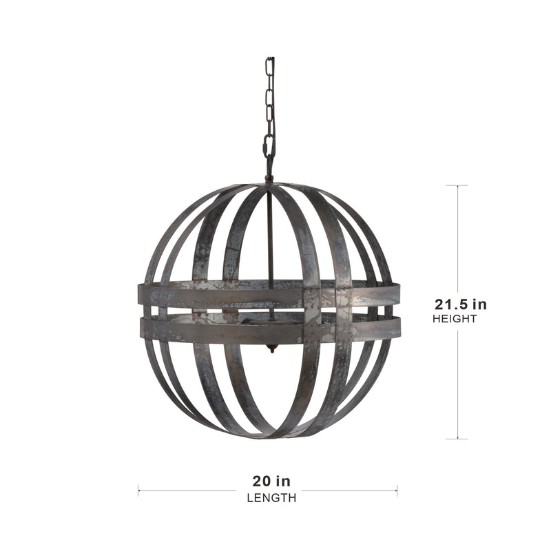 4 Light Galvanized Chandelier, Hanging Light Fixture With Adjustable Chain For Kitchen, Bulb Not Included - Gray