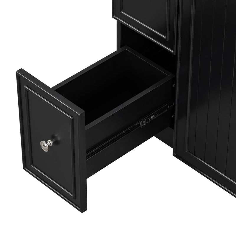 Transitional Style Bathroom Vanity Cabinet With Ceramic Sink