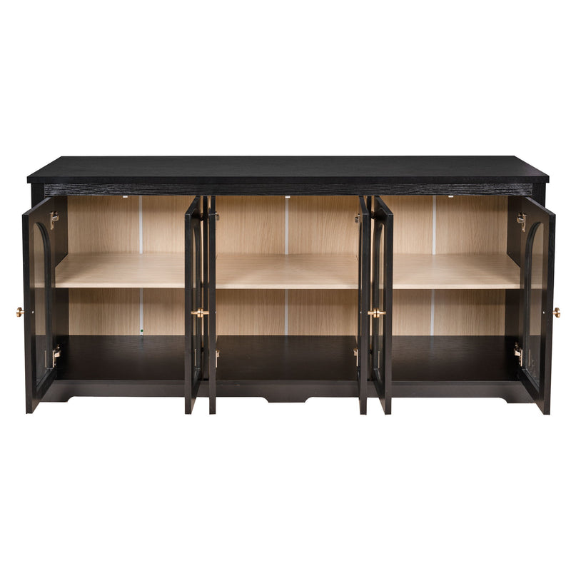 Modern Arched Glass Sideboard With 6 Doors, Buffet Cabinet With Storage And Adjustable Shelves