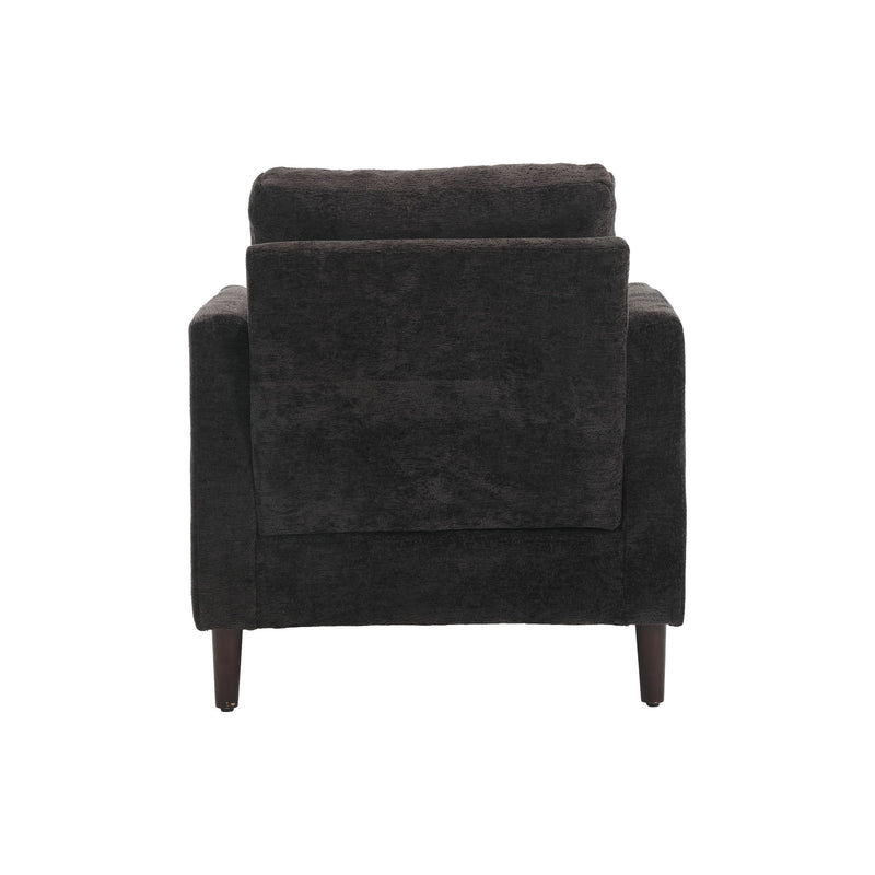 Modern Mid Century Wood Frame Armchair With Tufted Design