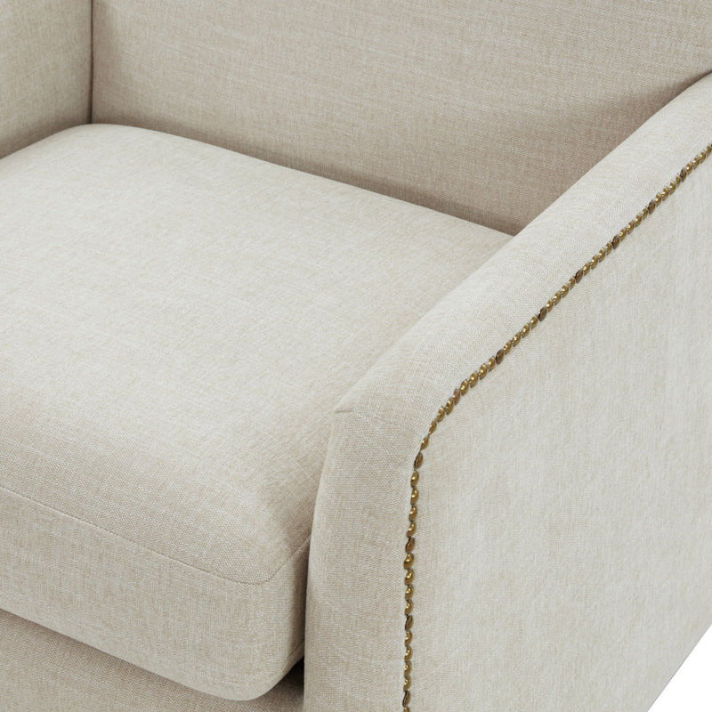 Tolland - Swivel Accent Chair With Antique Brass Nailhead Trim - Beige