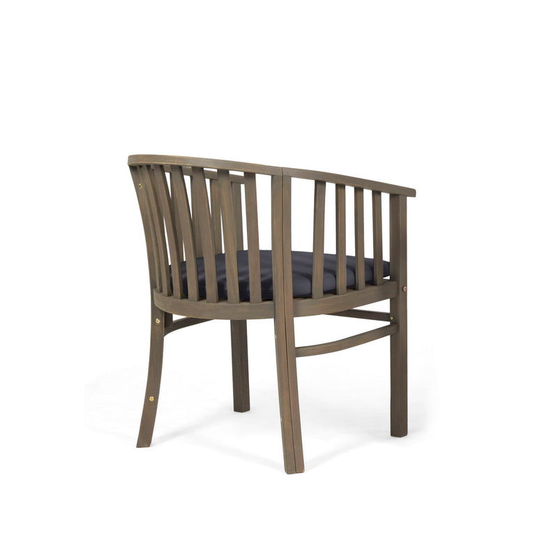 Outdoor Wooden Dining Chairs With Cushions (Set of 2)