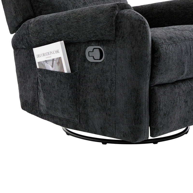 Manual Recliner Massage Chair With Swivel Rocker, 8 Massage Modes, Side Storage Pocket
