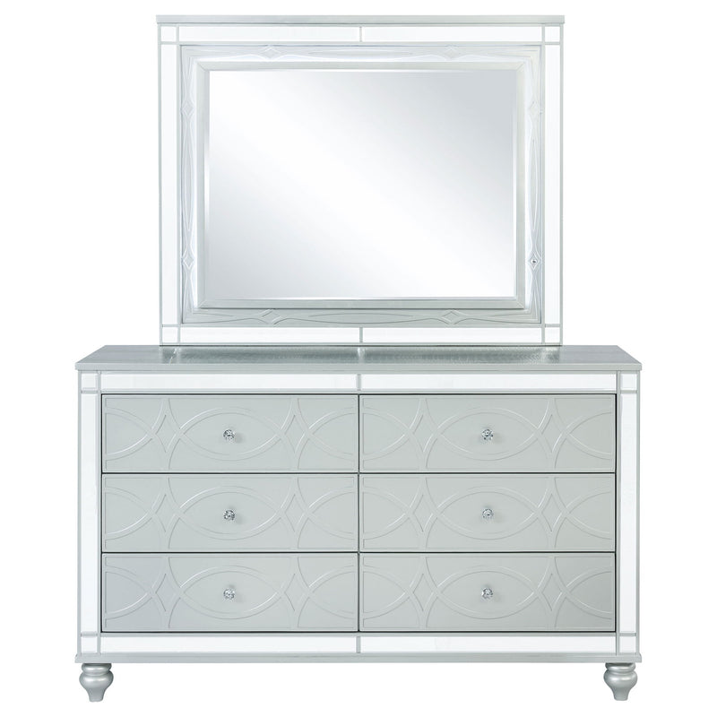 Arabesque - 6 Drawer Dresser With Mirror - Silver