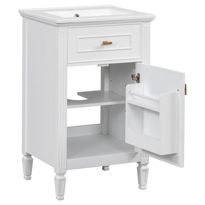 Bathroom Vanity With Sink, Adjustable Shelf, Tilt-Out Drawer