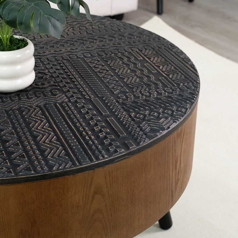 Round Coffee Table With Storage Function For Living Rooms