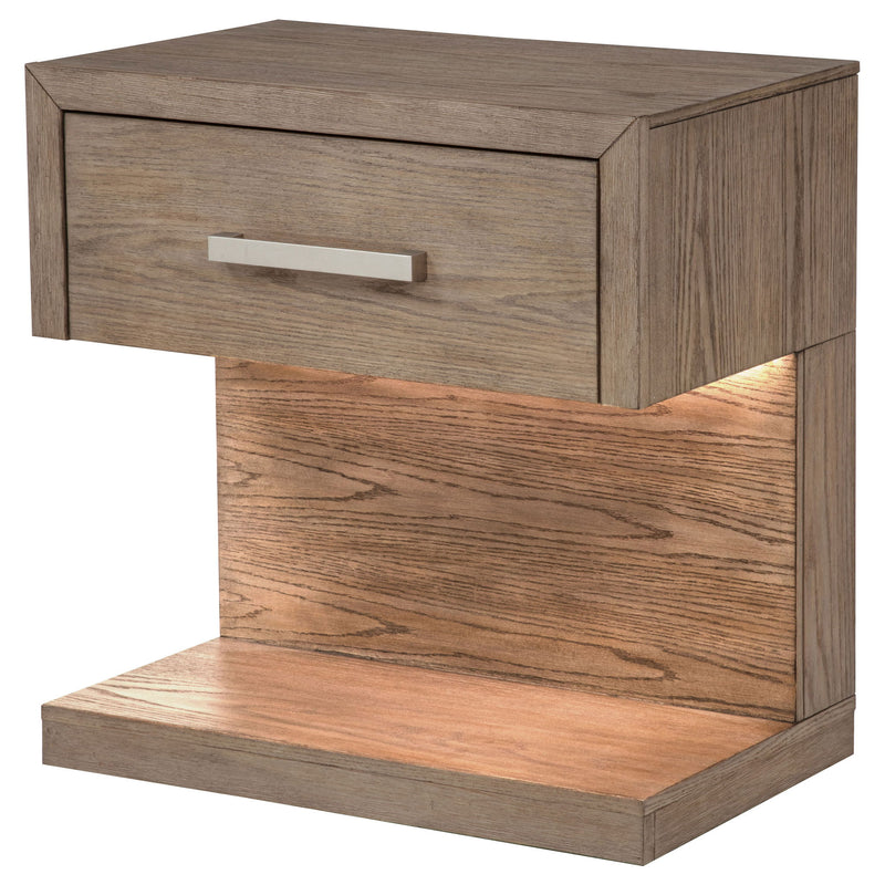Gibbons - 1 Drawer Nightstand With LED Light - Brown