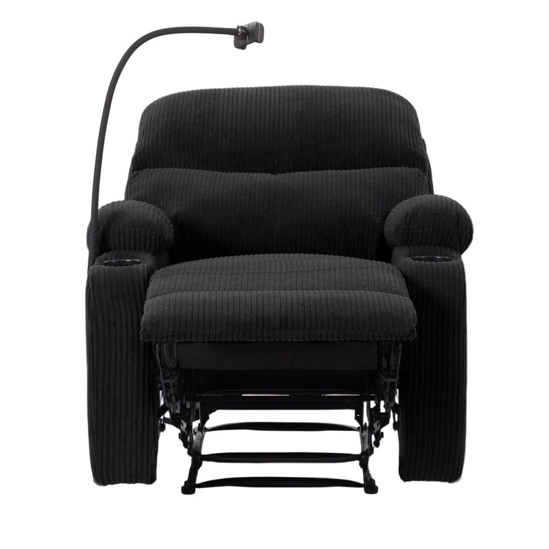 Adjustable Manual Recliner, Ergonomic Lounge Chair With Phone Holder And 2 Cup Holders
