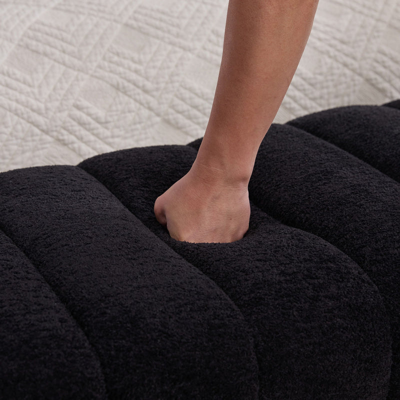 Modern Upholstered Armless Bed Bench With Channel Tufted Design