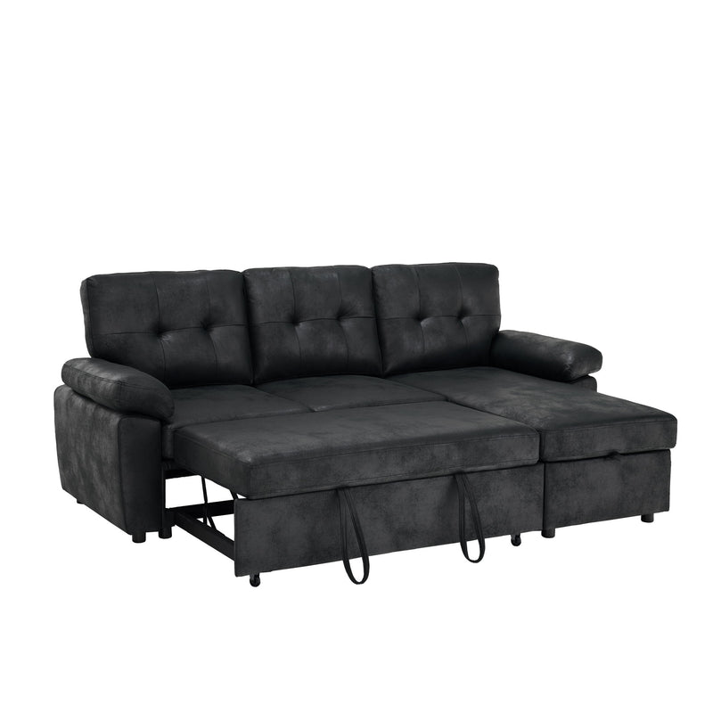 Convertible Sectional Sofa Bed With Pull Out Sleeper And Storage