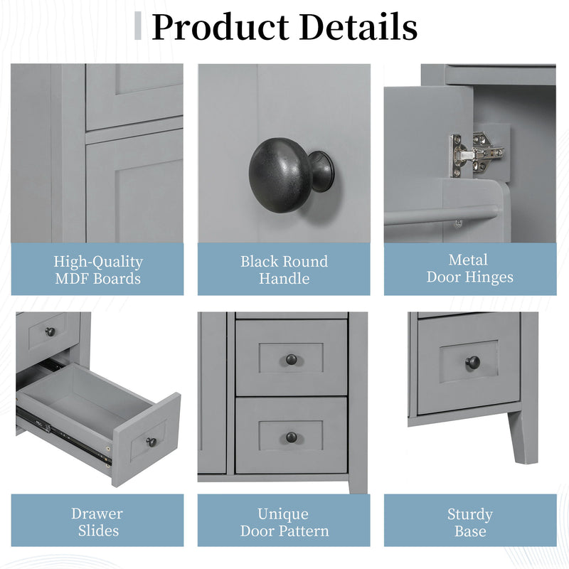 Bathroom Vanity With Sink, Cabinet With 3 Drawers And Adjustable Shelf
