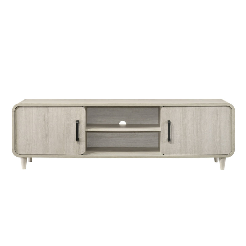 TV Stand With Sliding Doors And Handles, Living Room Furniture - Antique White