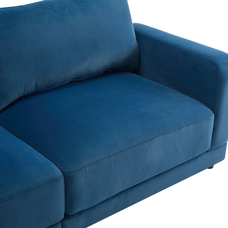 Modern Square Arm Sofa With Soft Fabric Upholstery, Deep Cushions