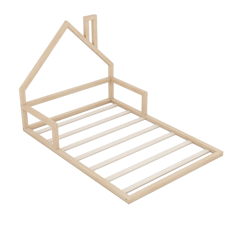 Elegant Floor Bed With House Shaped Headboard