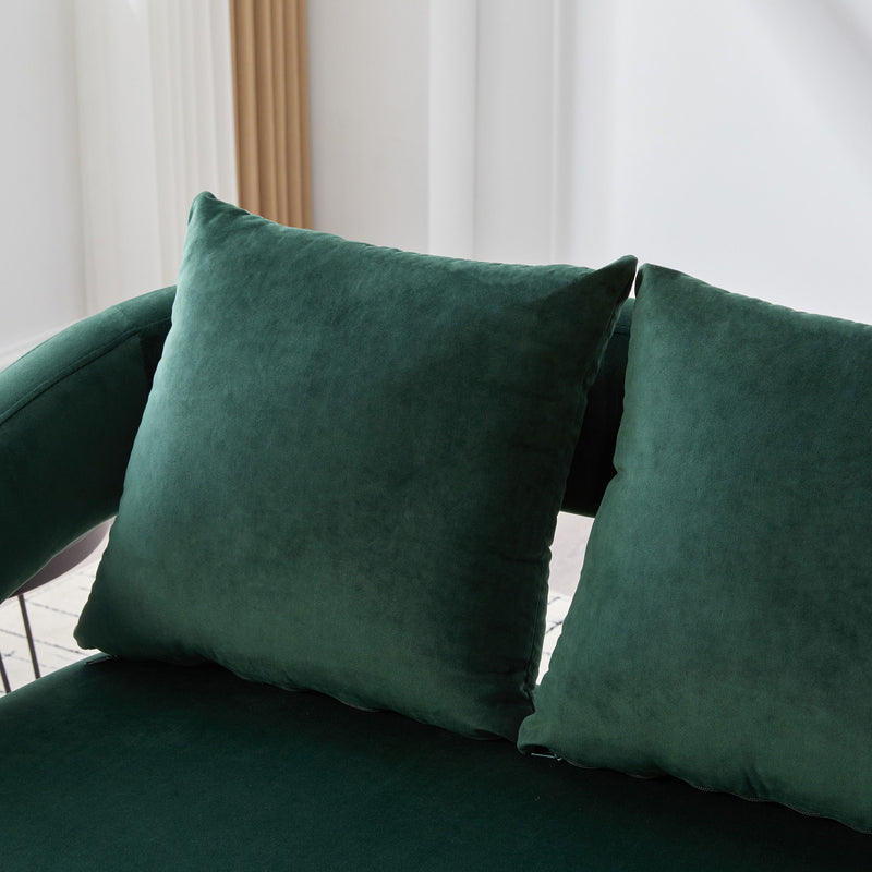 Open Back Loveseat Settee With 3 Pillows