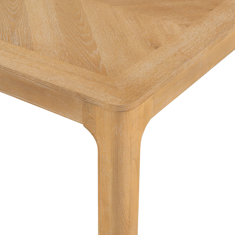 Rectangular Dining Table With Parquet Top, Rounded Corners