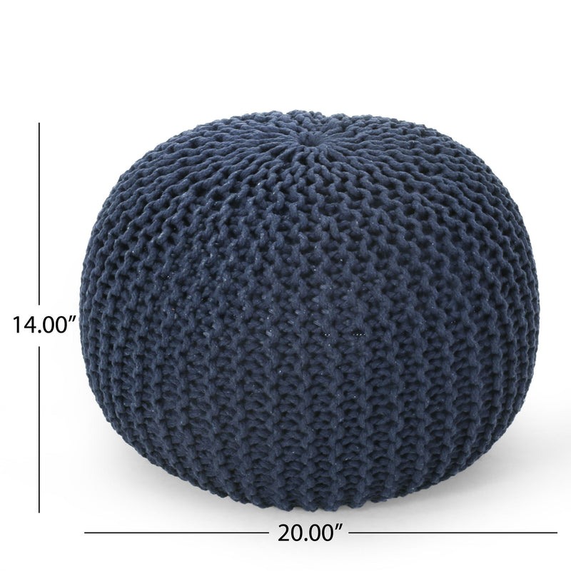 Bordeaux - Knitted Round Pouf Ottoman, Floor Cushion