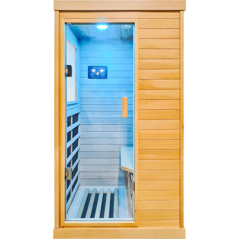 Infrared Sauna Room Single Room With Hemlock Frame, 6 Heating Plates, Built-In Lights And Bluetooth Audio - Natural