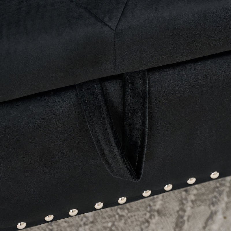 Storage Bench With Crystal Buttons And 1 Pillow For Bedroom