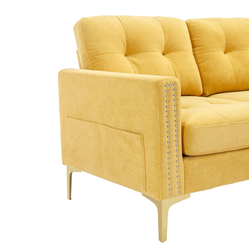 Modern L - Shape Convertible Sectional Sofa With Movable Ottoman