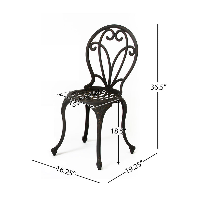 Thomas - 3 Pieces Cast Bistro Set - Black / Gold