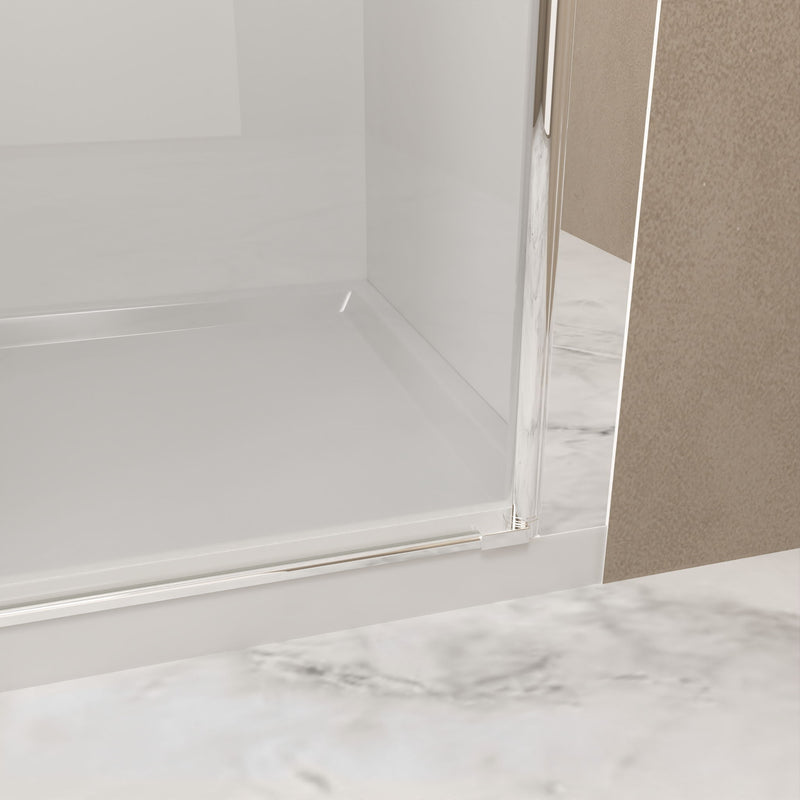 Shower Door With Explosion Proof Safety Film - Chrome