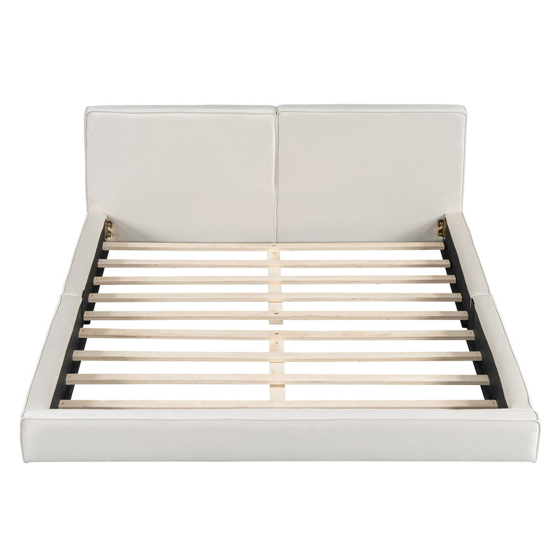Upholstered Platform Bed, Grounded Bed With Solid Frame