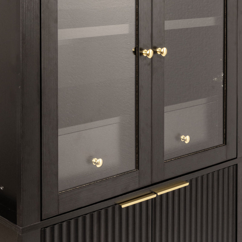 Fluted Tall Arched Pantry Cabinet With Adjustable Shelves