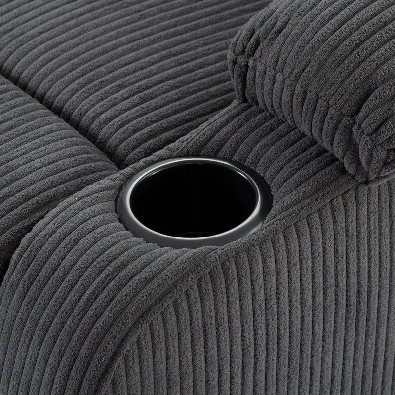 Adjustable Manual Recliner, Ergonomic Lounge Chair With Phone Holder And 2 Cup Holders