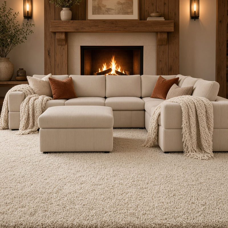 Oversized Modular Sectional Sofa, Reversible With Ottoman