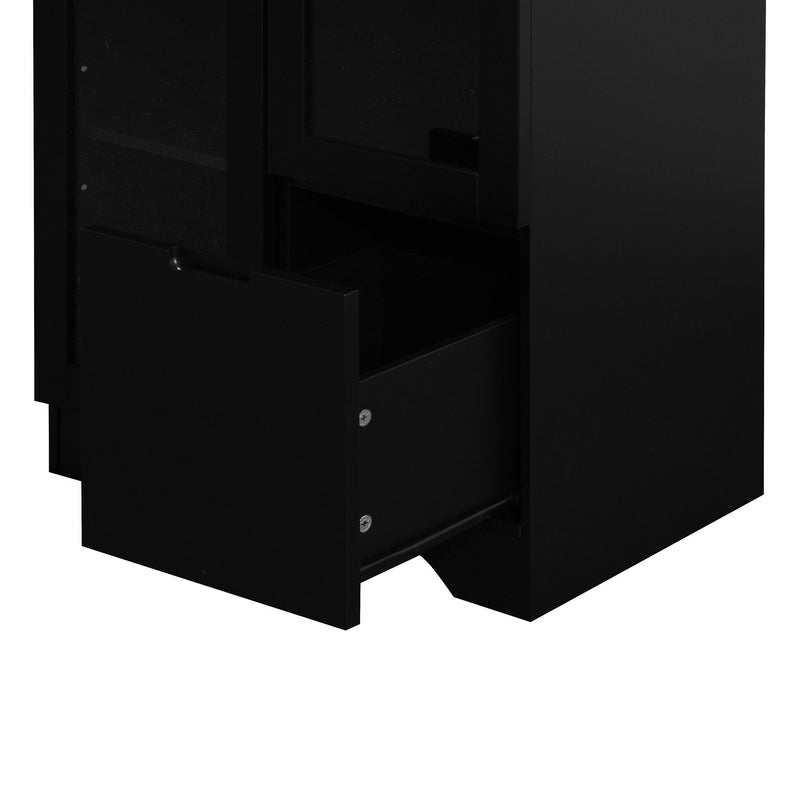 Modern Cabinet With Glass Doors And Drawer