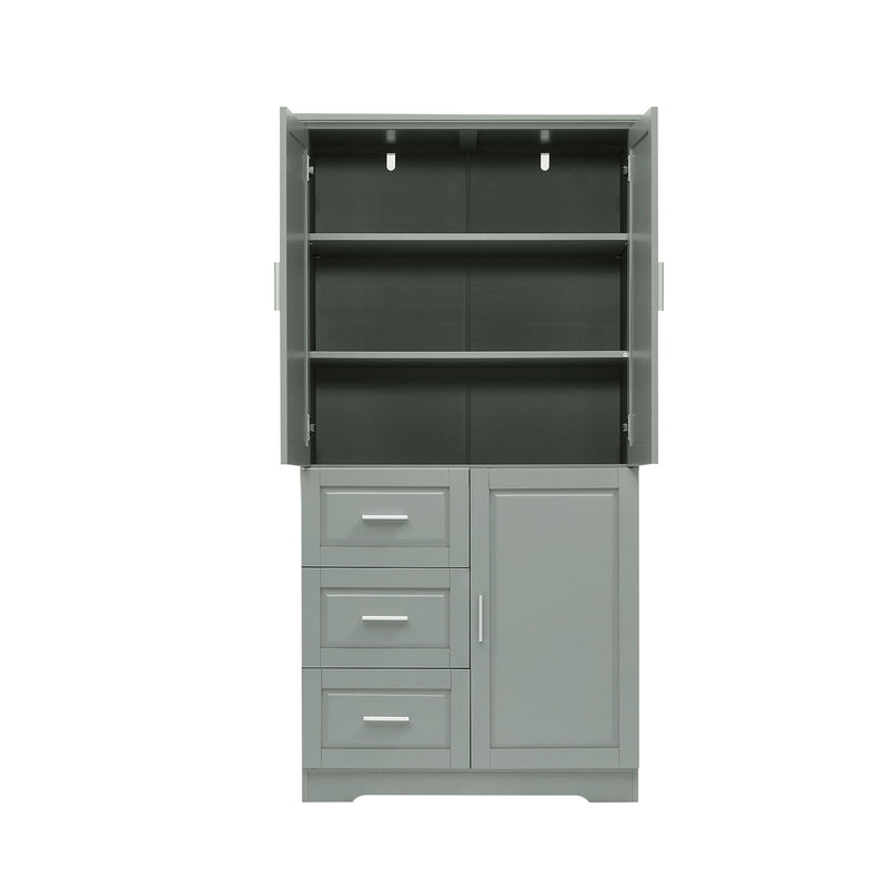 Tall And Wide Storage Cabinet With Doors, 3 Drawers
