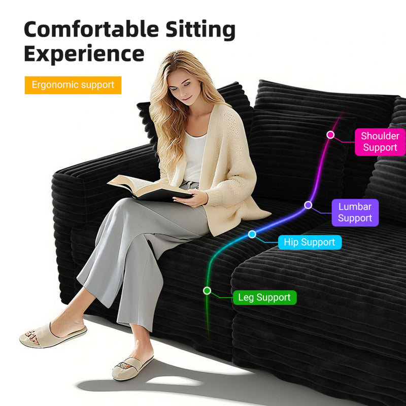 4 Seat Sofa, Modern Comfy Upholstered Sofa Cloud Couch, Deep Seat Couches With Soft Pillows