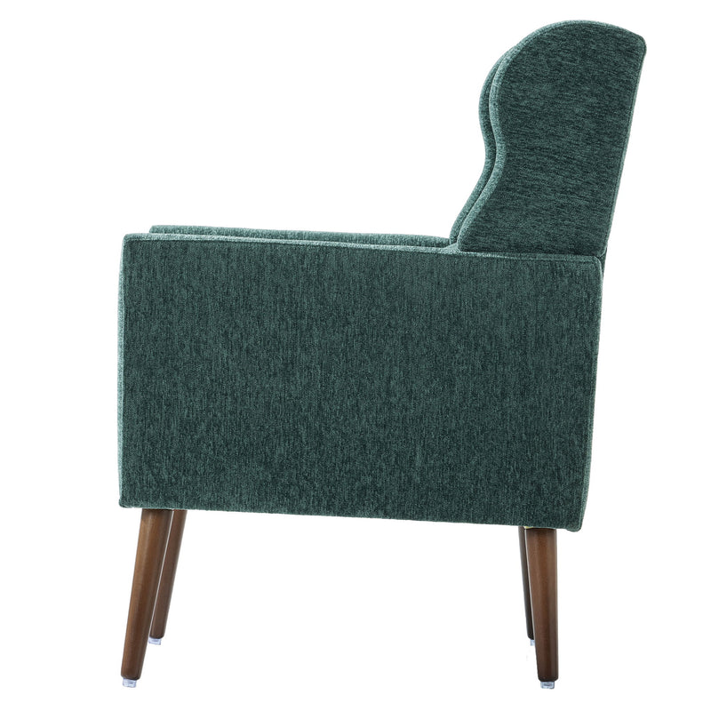 Modern Accent Chair, Arm Chairs For Living Room, Upholstered Mordern Armchair, Comfy Soft Padded Lounge Chair In Small Space, Bedroom, With Pillow, Solid Wood Leg