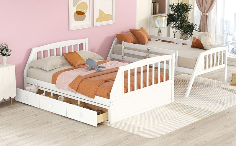 Bunk Bed With Drawers, Ladder And Storage Staircase