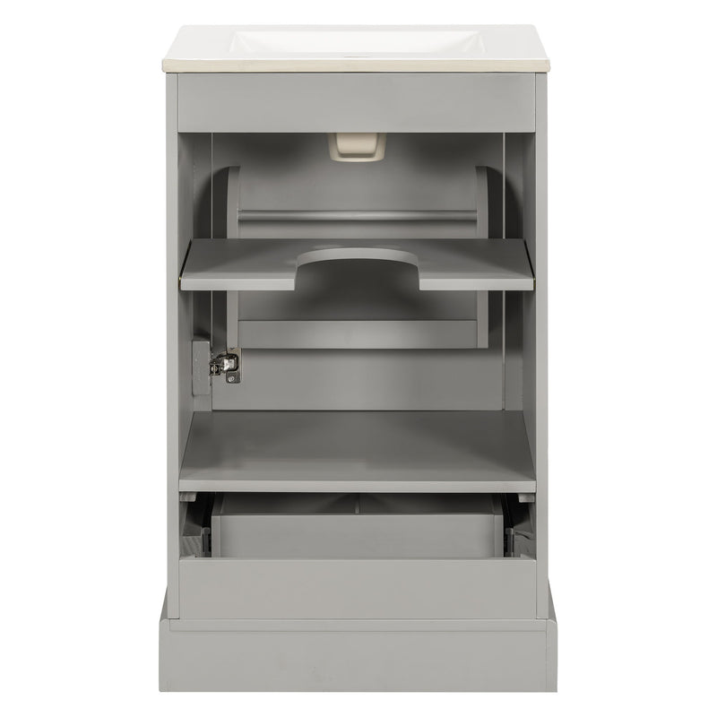 Bathroom Vanity With Sink, Soft Close Door, Adjustable U-Shaped Shelf