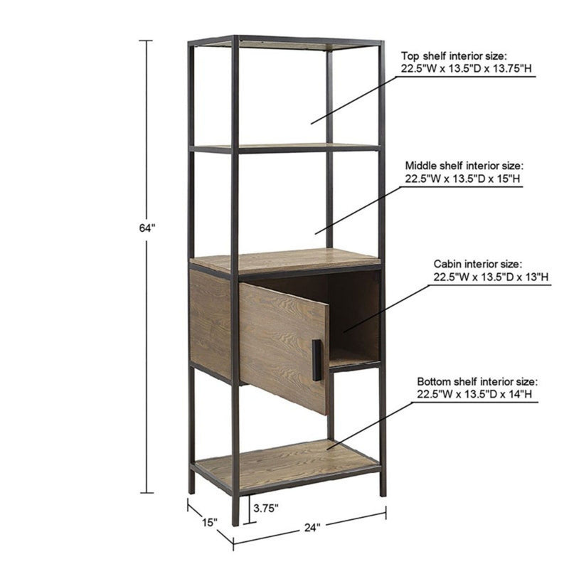 Darley - 3 Shelf Bookcase With Storage Cabinet - Gray