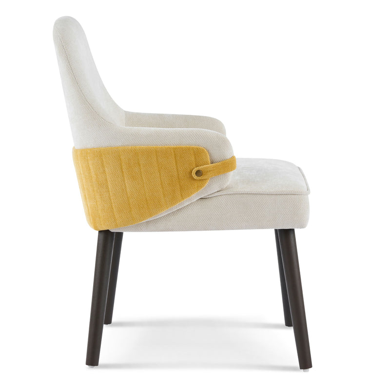 Indoor Dining Chair (Set of 2) With Sturdy Frame - Beige / Yellow