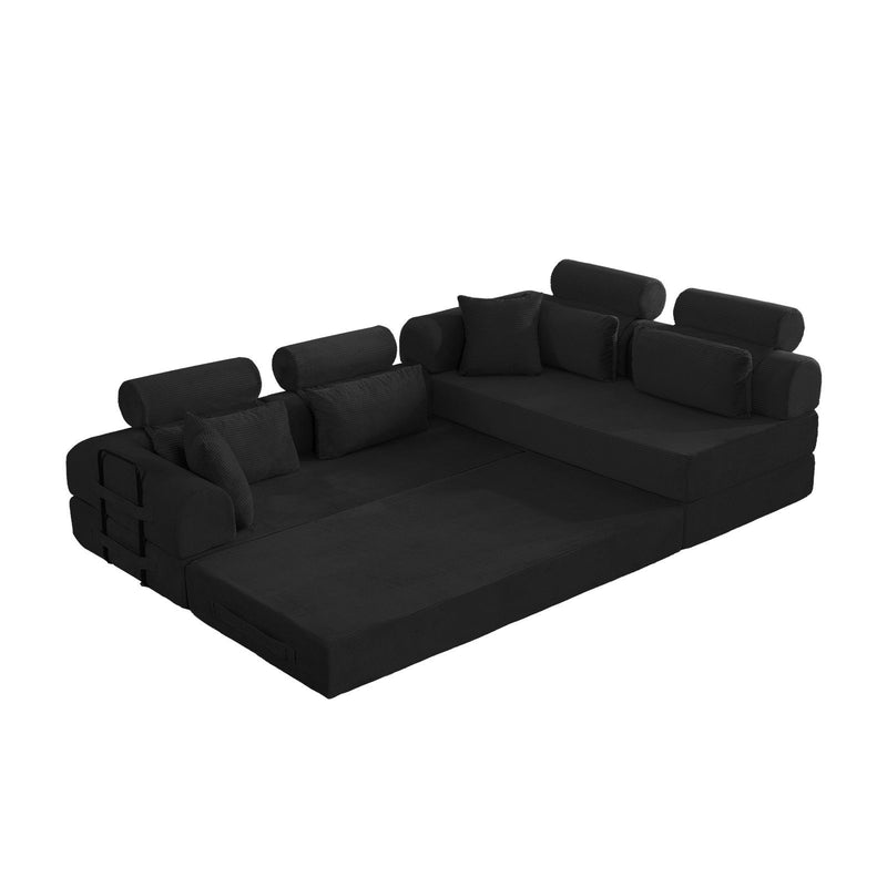 Modern L-Shape Modular Sectional Sofa, Compressed Design