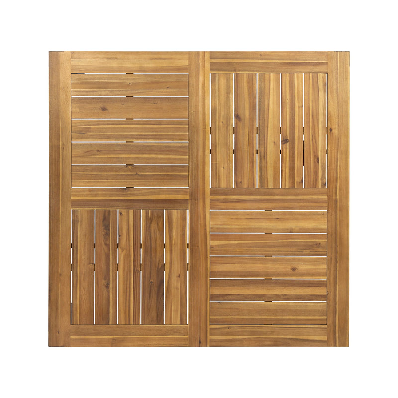 Lankershim - Modern Industrial Dining Table With Acacia Wood Slat Design - Teak