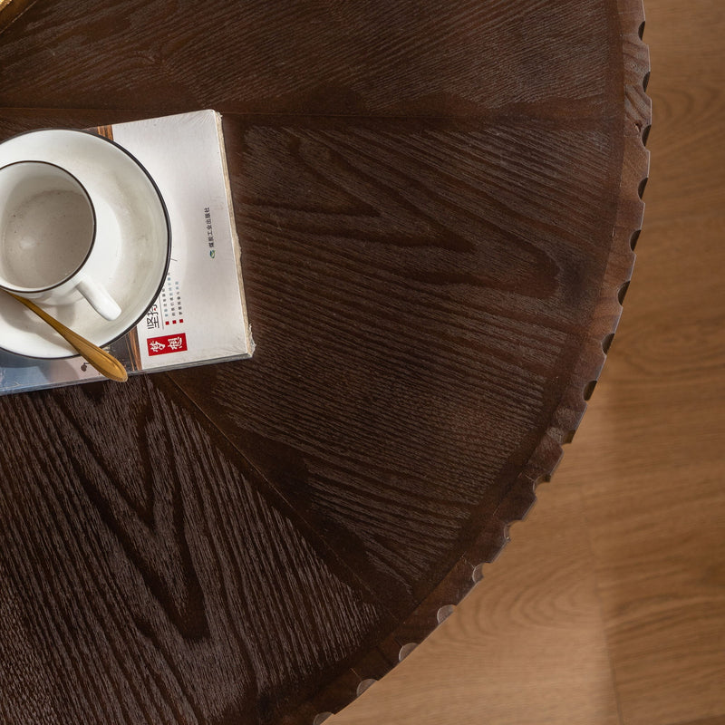Round Retro Coffee With Solid Wood Legs
