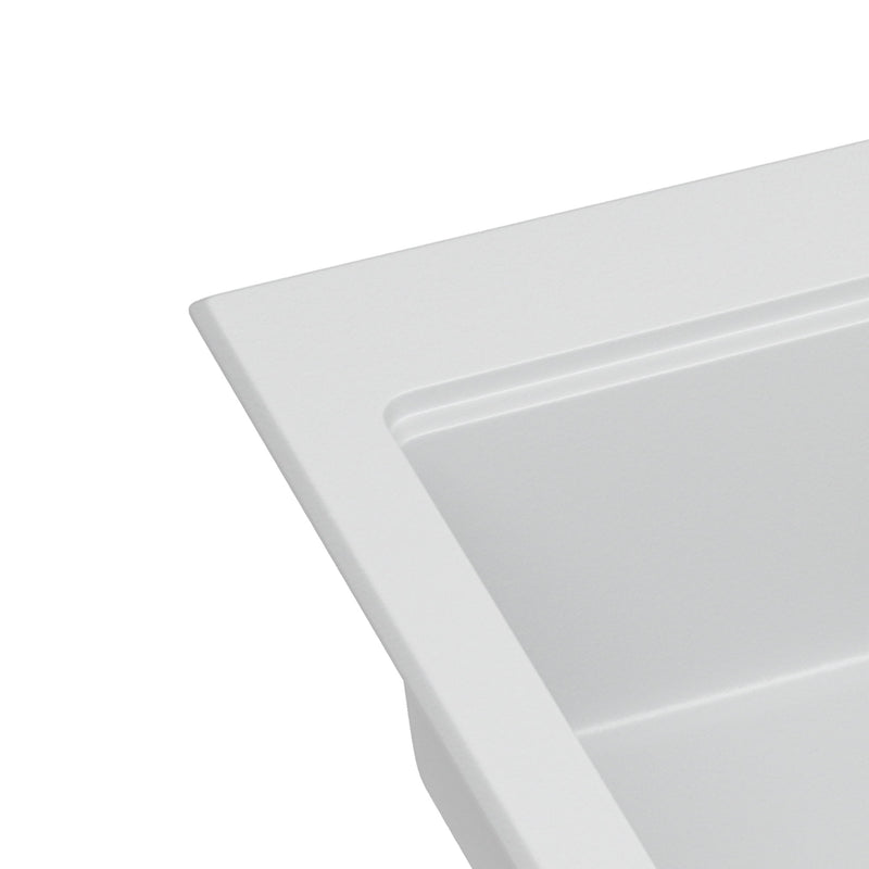 Quartz Kitchen Sink 30" X 22" Granite Composite Workstation Drop In Sink - White