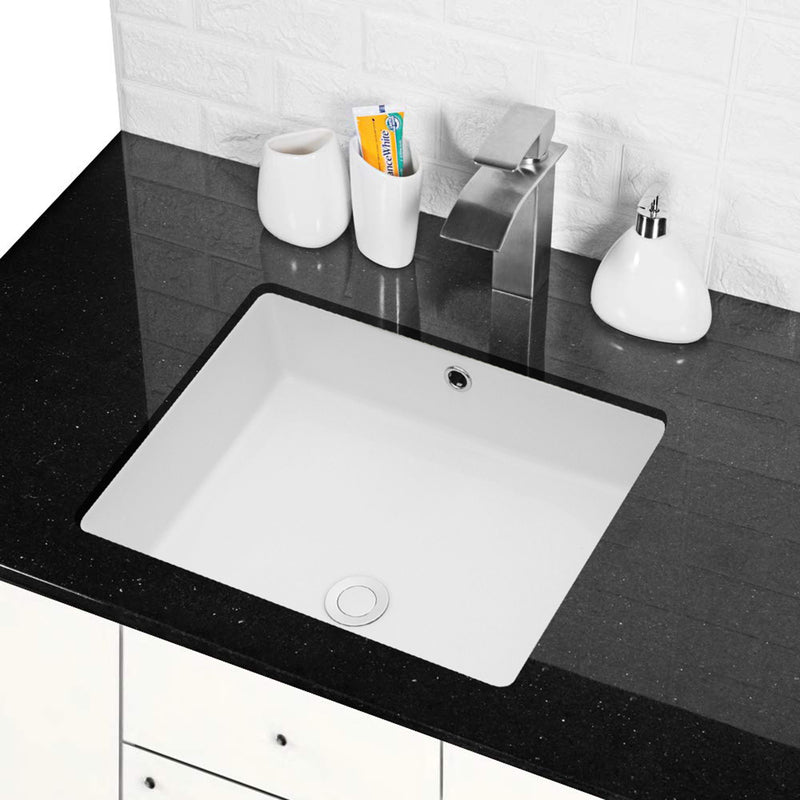 Modern Rectangular Undermount Bathroom Sink With Overflow Ceramic
