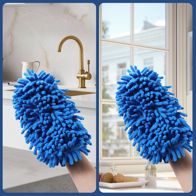Microfiber Mop Slippers For Floor Cleaning, Machine Washable, 3 Pieces - Blue / Green / Red