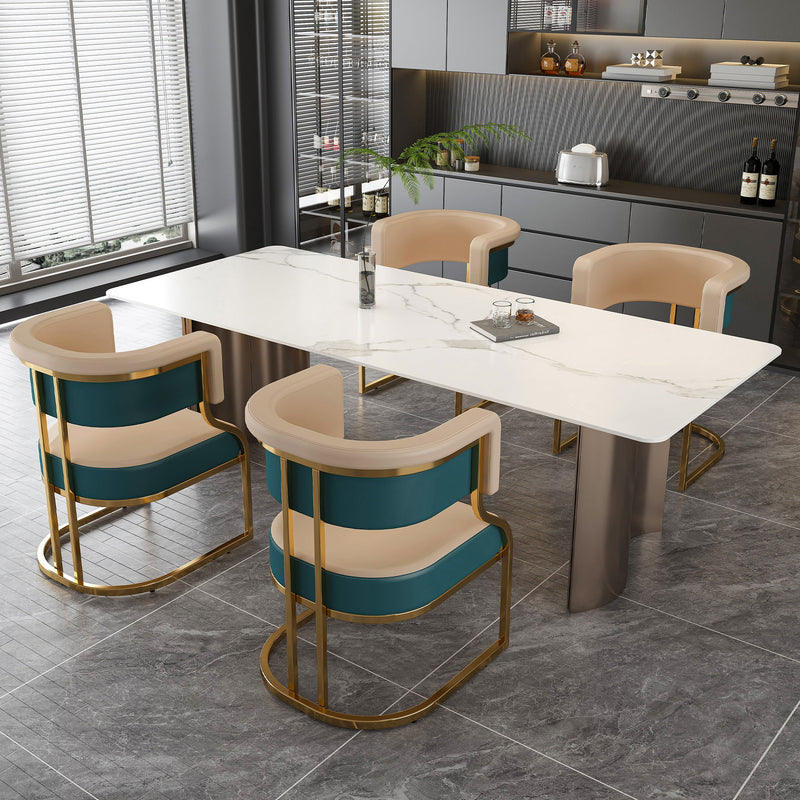 Dining Chairs Ergonomic Curved Backres (Set of 2) - Blue / Neutral