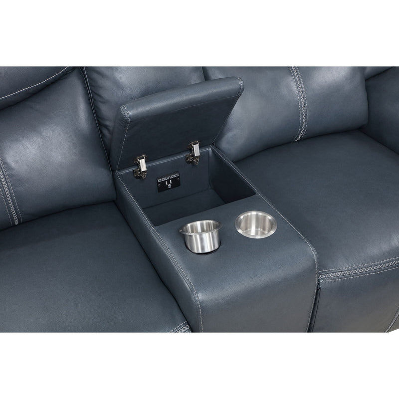 Stanwicke - Motion Reclining Loveseat With Console - Blue
