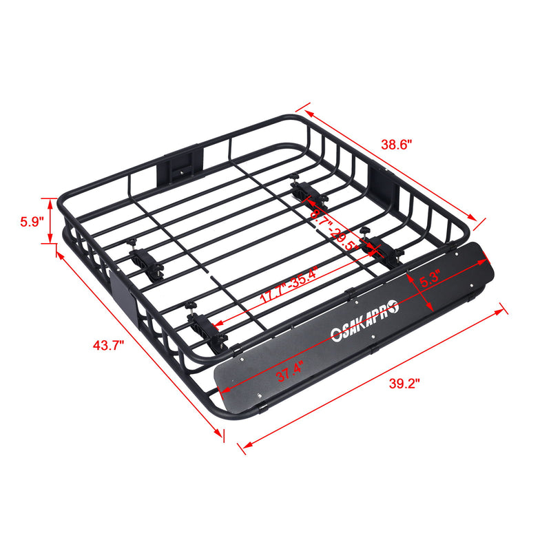 Motoring Rooftop Cargo Carrier Basket Steel, Universal Fit Roof Rack