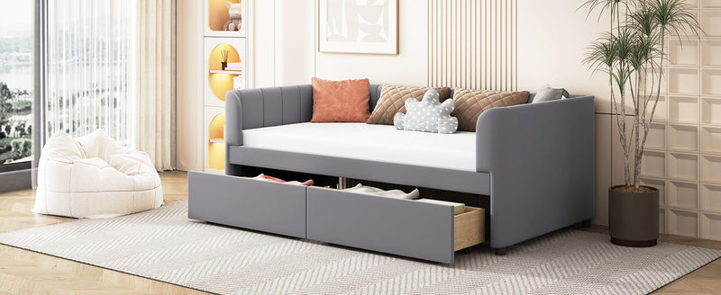 Upholstered Daybed With Ergonomic Design Backrest
