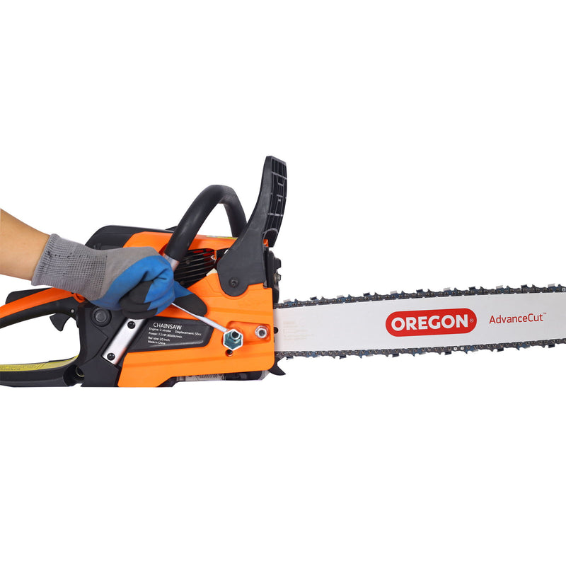 58Cc Gasoline Chainsaw 20" Bar For Wood Cutting With Oregon Chain And Bar - Orange